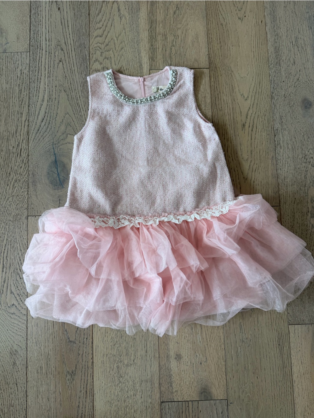 doe a dear Sleeveless Tweed Tulle Dress Pink Size 6